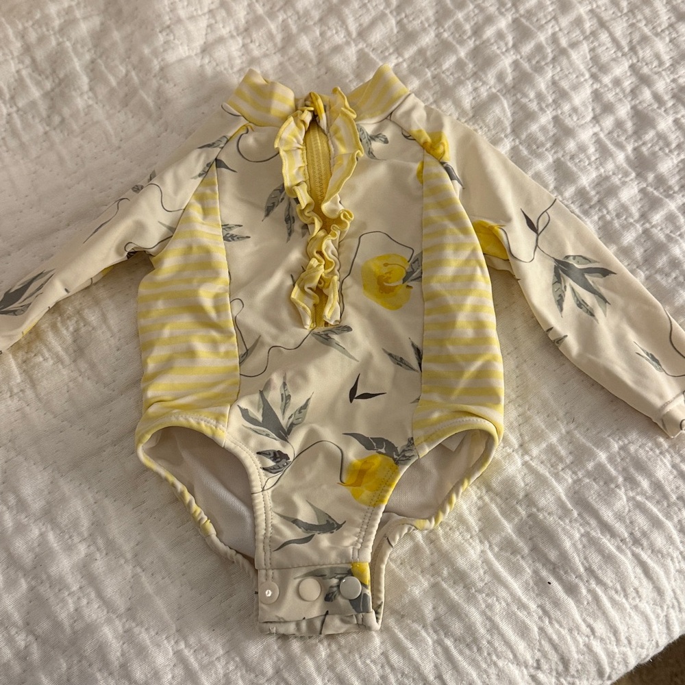 4/$22 Jessica Simpson Yellow Floral Kids Swim One Piece